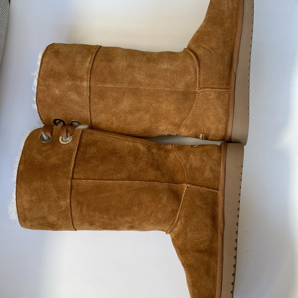 Kookaburra by UGG “Andrah”Tall Chestnut Suede Bow Tie Boot - Picture 11 of 12